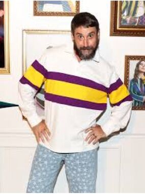 Rowing Blazers White Rugby Shirt with Purple and Gold Stripes Mens 2XL | NWT